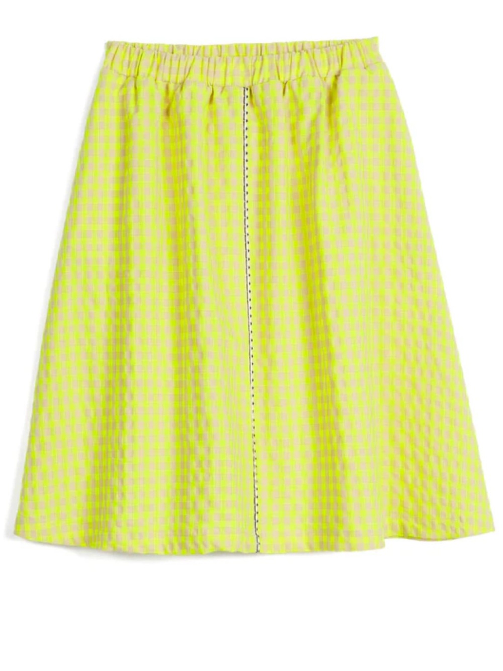 Wolf & Rita Juna Flour Skirt Girls Size 12 Neon Yellow Gingham Adjustable Waist
